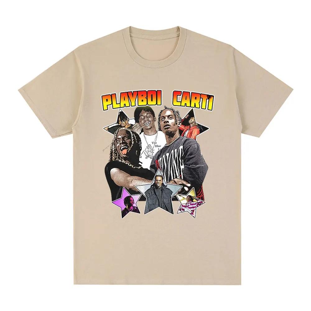Rapper Playboi Carti Graphic T-shirt Fashion Hip Hop Oversized T Shirts Casual Cotton Short Sleeve T-shirts Streetwear Unisex