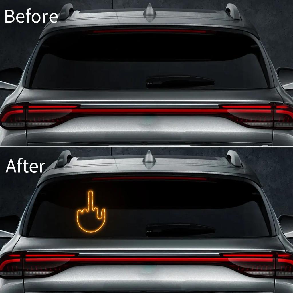 Hand Gesture Light Led Hand Sign Car Decoration Middle Finger LED Light for Universal Car Window Car Light Accessories