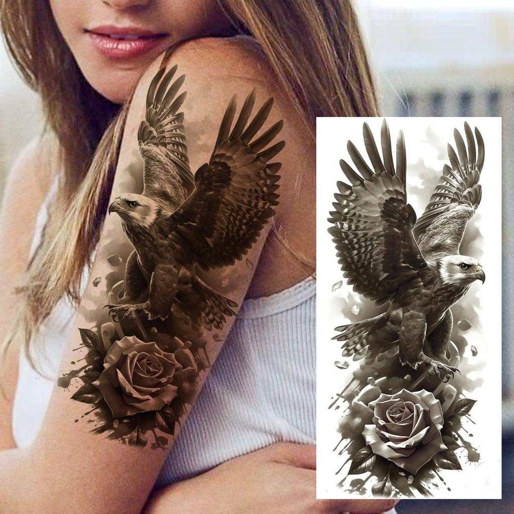 1 Sheet Creative Lion Tiger Family Temporary Tattoos Realistic Eagle Owl Animals Tatoos Waterproof Fake Tattoo Sticker Last Long