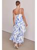 In Stock: Elegant One-Shoulder Strap Dress with Print - Summer Collection