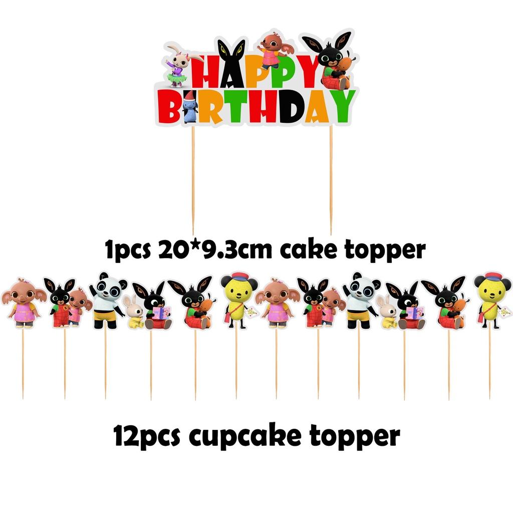 Bing Kids Bunny Birthday Party Supplies Decor Balloon Banner Cupcake Prop Topper