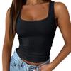 Ribbed Crop Tops Women Solid Color Square Neck Camis Camisole Fashion Tube Top Female Sleeveless