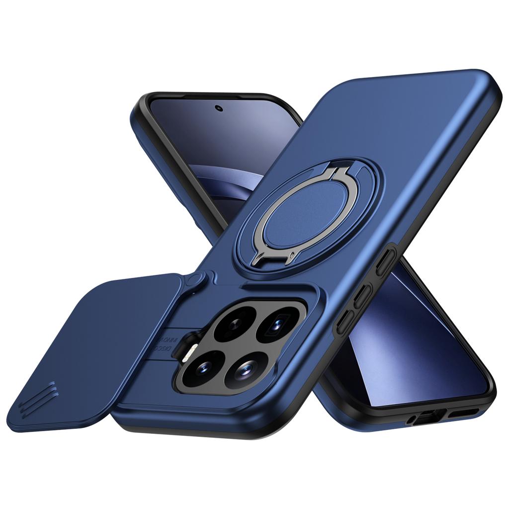 Sliding Camera Lens Cover Armor Phone Case For Xiaomi17T 17T Pro 5G Metal Ring Stand TPU Frame Plastic Shockproof Shell Fundas