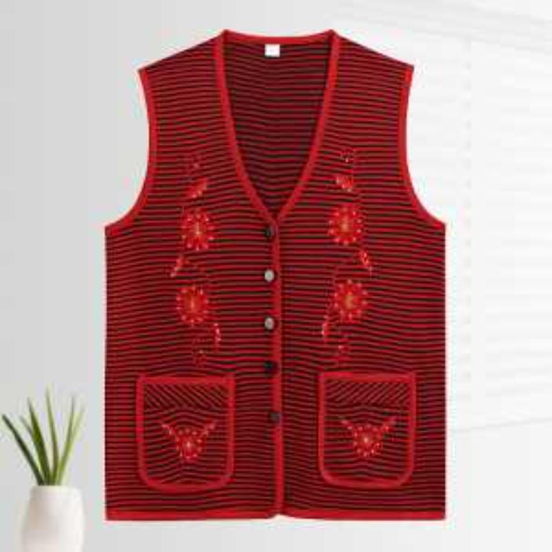 

Elderly Vest Women Spring Autumn Mother Thin Vest Cardigan Sweater Jacket XL