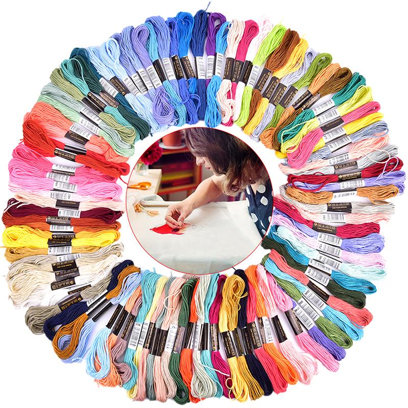 12/100Pcs Multicolor Embroidery Thread Cross Stitch Floss Threads Cotton Sewing Skeins Skein Kit Diy Sewing Tool