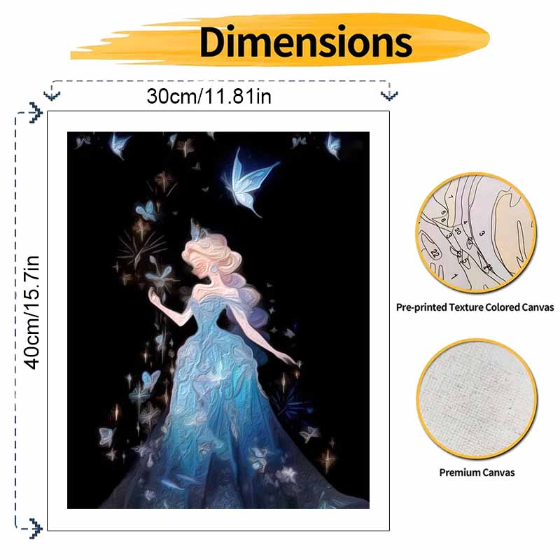 Disney Elsa Butterfly Oil Paint by Numbers Painting Kit Handmade Diy Home Decor Gifts for Adult Wall Art Canvas Craft Painting Sets