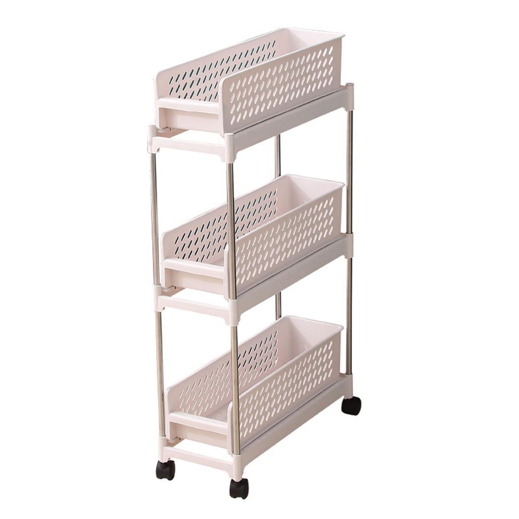 Slim Storage Cart with Wheels 3 Tier Organizer Slide Out Narrow Rolling Storage Mobile Utility Cart