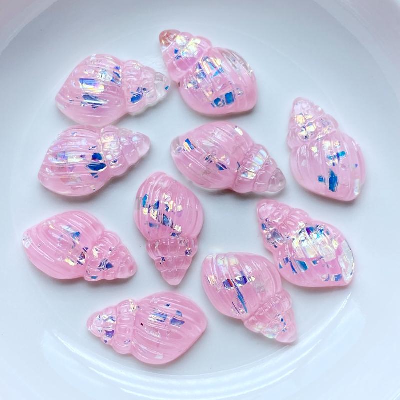20Pcs Mix color Lovely Shell Conch Shape Resin Rhinestone Flat Back DIY Hair Bows Clips Embellishment Accessories Crafts Resin