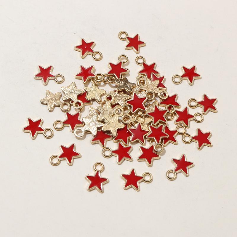100pcs 6x8mm Enamel Small Stars Charms Pendant 9-colors Zinc Alloy Metal DIY Jewelry Making Accessories for Bracelet Necklace