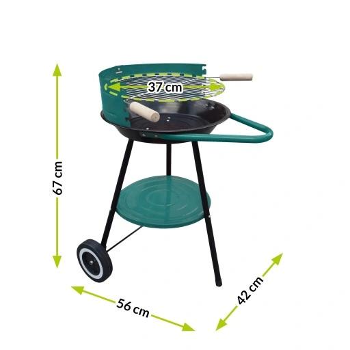 Ogrodowy Grill Węglowy Ruszt Okrągły Kółka Grill Z Półką