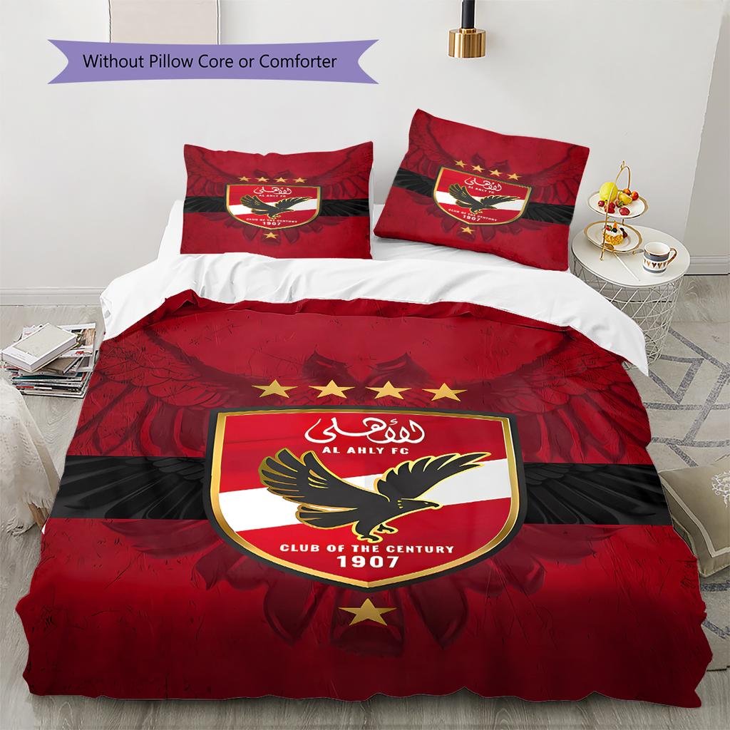 Alahly Pattern Bedding,Quilt Set Quilt Cover Pillowcase Home Decoration Birthday Gift (1 * duvet cover + 2 * pillowcase, without core)