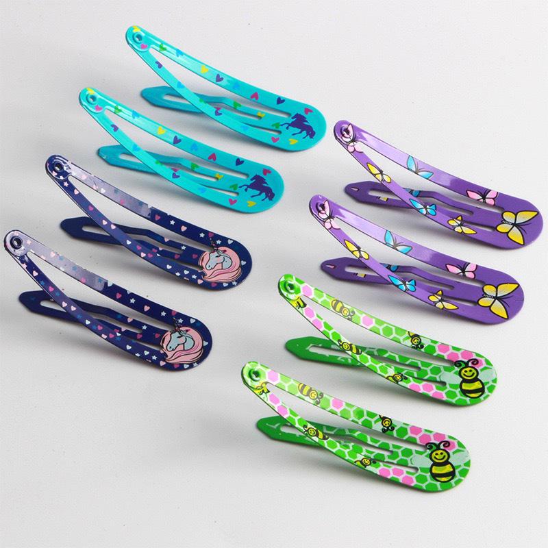 Korean Style Printed Snap Clips: Fashion Hair Accessories for Children