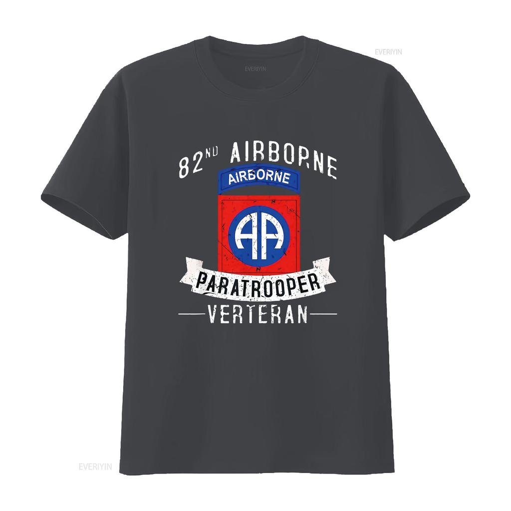 Mens 82nd Airborne Division Paratrooper Army Veteran T Shirt Black Medium vintage Washed Casual homme Stylish Versatile