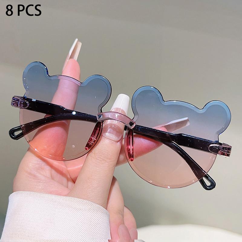 1/8 ks roztomilé sluneční brýle ve tvaru medvídka pro děti nové módní dětské bezrámové dekorace odstínů s gradientním vícebarevným slunečním brýlem