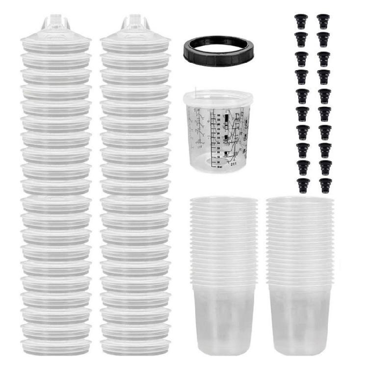 Vasos Desechables para Preparación de Pintura Taza Mezcladora para Pistola de Pintar con Escala de Medición Para Pintura Automotriz Fácil de Usar