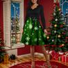Women's Casual Fashion Long Sleeve Christmas Graphic Printed Vintage Long Dresses