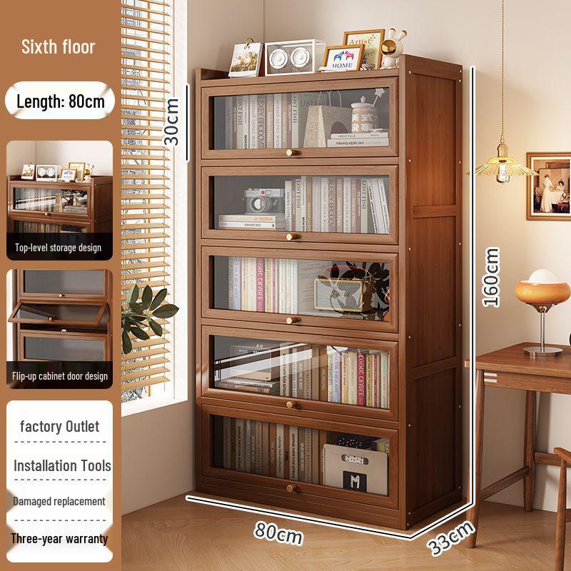 Floor-Standing Bookshelf for Students and Children - Compact Storage Cabinet for Small Apartment Living Rooms