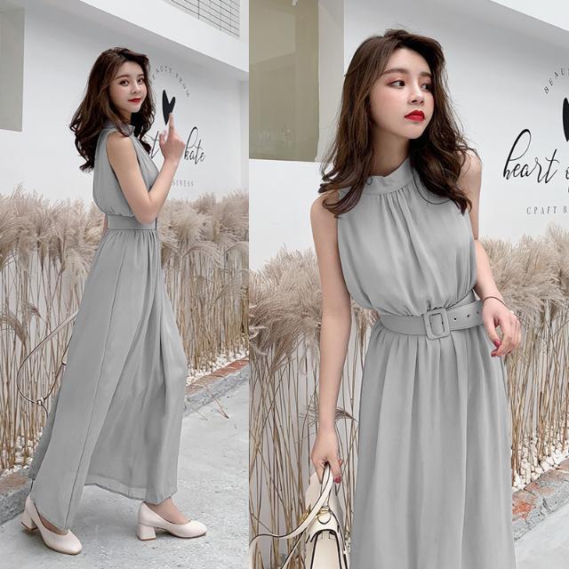 Women's Slimming Chiffon Sleeveless Dress - 2025 Korean Style Summer Beach Skirt