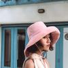 Japanese style hat women's large brim fisherman hat pure color anti-uv hiking sun hat neck protection windproof sun protection