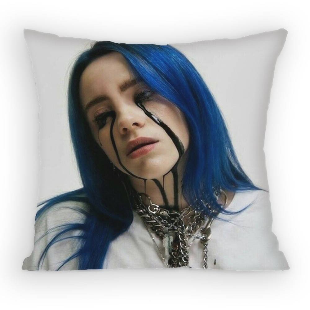 Billie Eilish Blue Pillow Case Sofa Living Room Bedroom Headboard Backrest Cushion Square Cushion Nap Time