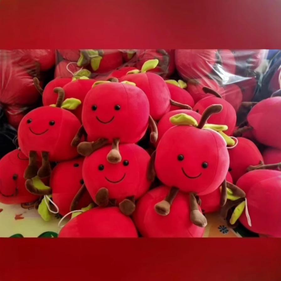 Apple Plush Toy with Legs - Red Stuffed Fruit Doll for Christmas