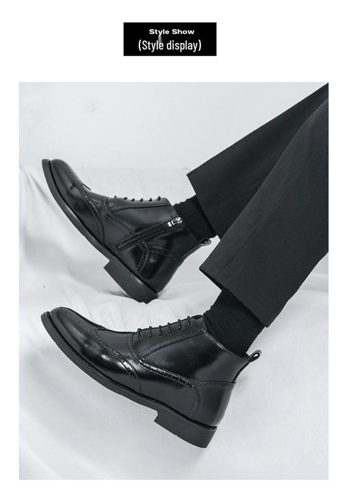 Men's High-Top Leather Pointed Toe Boots - Formal Casual Large Size Fashionable Short Martin Boots for Autumn.