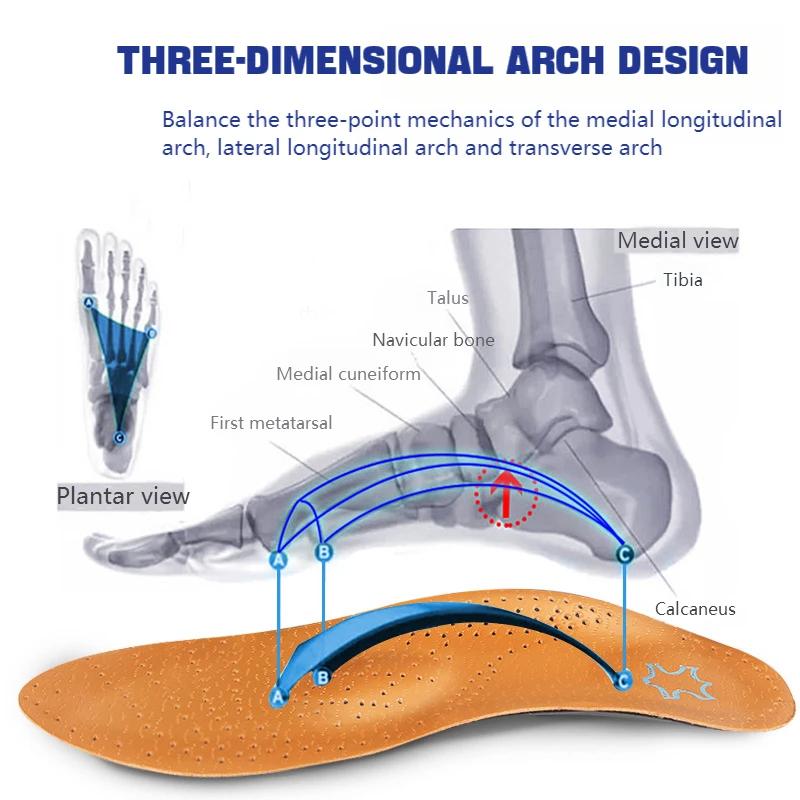 Orthopedic Shoes Insole Arch Support Shoes Insoles for Feet Plantar Fasciitis Shoe Pads Quality Cowhide Comfort Inserts 1Pai