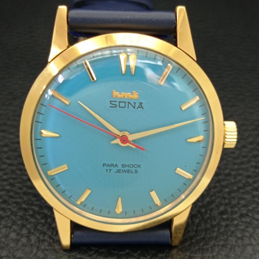 RELÓGIO MASCULINO INDIANO VINTAGE HMT SONA DE CORDA MANUAL COM MOSTRADOR AZUL CÉU a444056-1