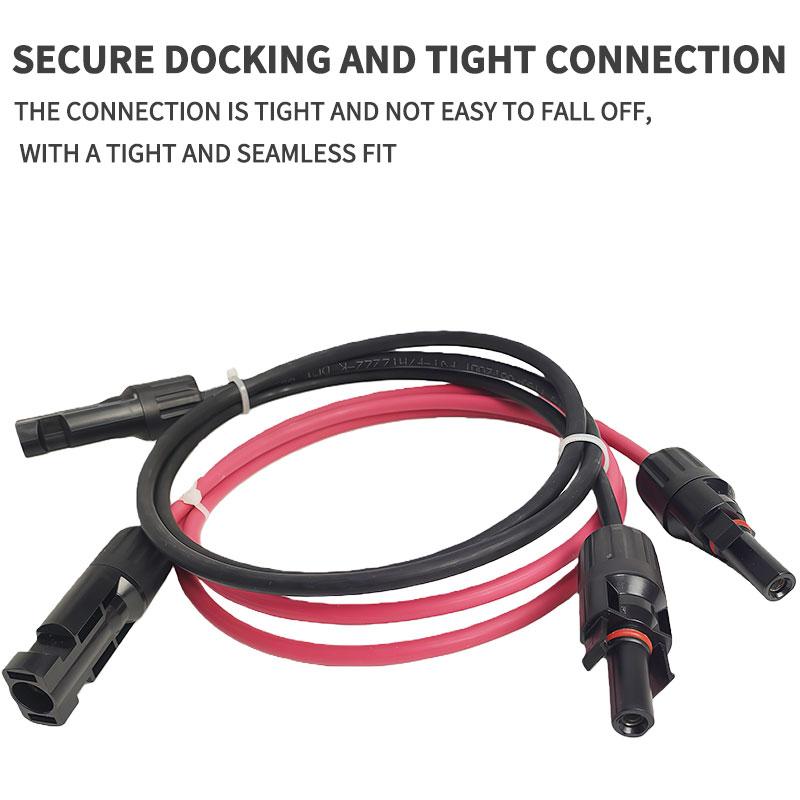 4/2.5 mm² 14/12WG Extension Cable PV1-F Solar Panel Wire, Waterproof DC Connector Male & Female Pair for Photovoltaic System