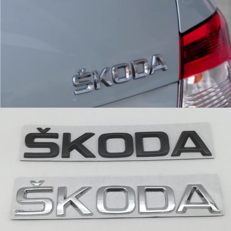 1pcs 3D metal high quality black silver for car Letter Emblem Rear tail trunk Decals badge sticker Decal styling For Skoda
