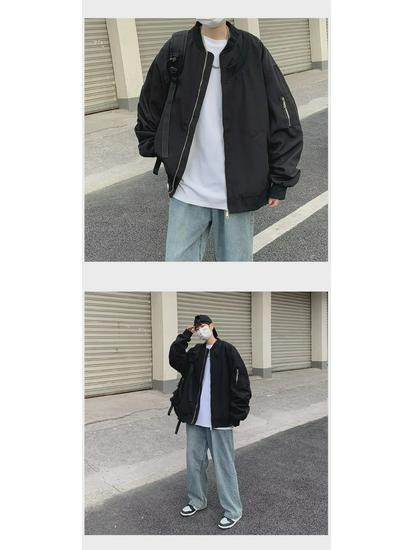 Męska modna kurtka pilotka w stylu amerykańskim high street - Wszechstronna, Przystojna, Codzienna, w stylu baseballowym oversize.