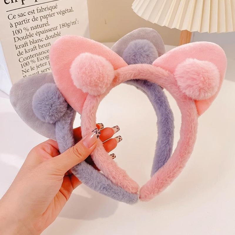 Cat Ears Headbands Furry Plush Headbands Hair Accessories for Girls and Womens Holiday Party Headwear
