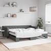 VidaXL Daybed with Trundle and Mattress Dark Grey 100x200 Cm Fabric 3197450