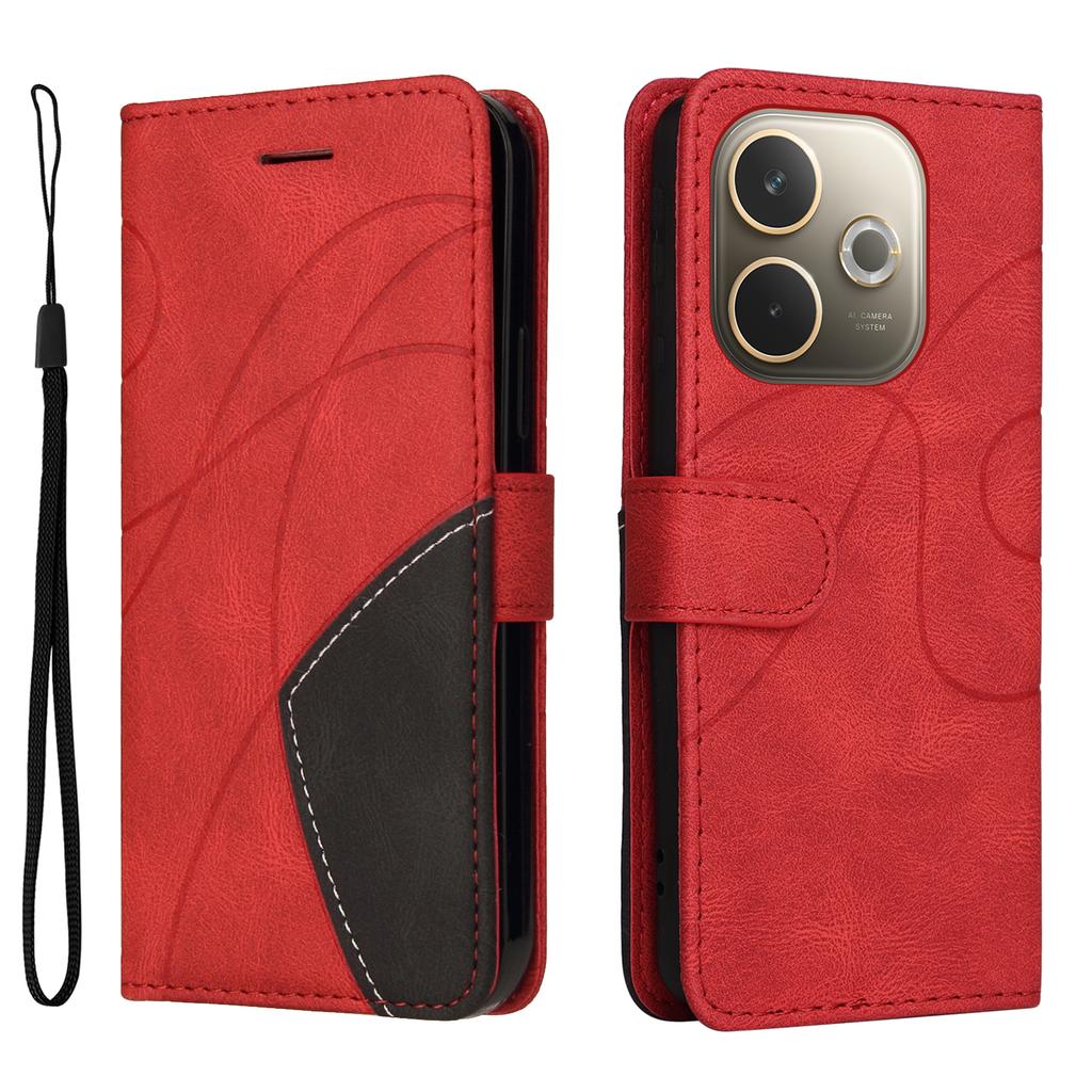 Für Oppo A5 Energy 5G (China)/Oppo A5 Pro 4G (Global) Handyhülle aus Leder mit Ständer und Brieftasche im zweifarbigen Spleißdesign