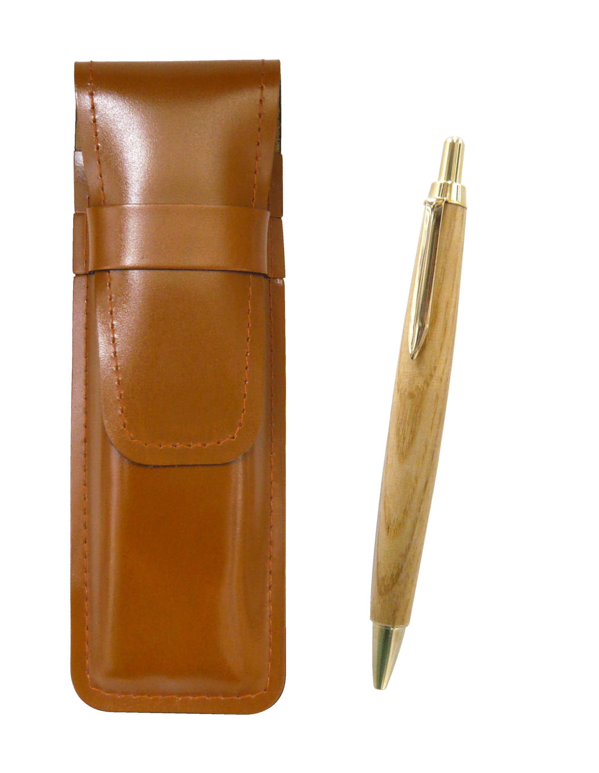 

Slim cowhide pencil case brown maple wood shaft retro ballpoint pen set ASC-HS47S