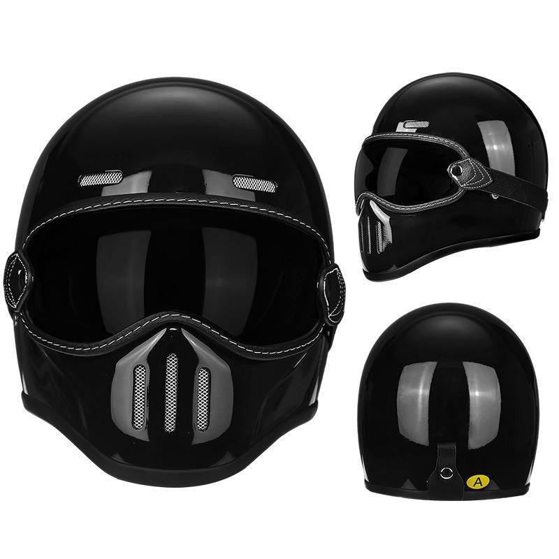 Retro Fiberglass Full Face Helmet for Motorcycles - Unisex Pig Nose Design, Small Shell for Harley Cruiser American Bikes