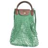 Le Pliage Casual Moda Grande Capacità Cotone Con Bordi in Pelle Borsa da Shopping a Spalla Borse da Donna Verde 10121HVH129