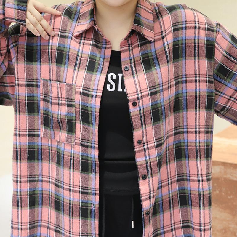 2025 Autumn Plus Size Plaid Shirt: Loose, Casual, Versatile Retro Top
