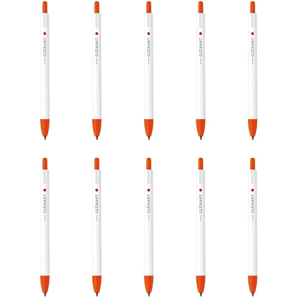 Zebra Water-based Pen Clicker Red Orange 10pcs B-WYSS22-ROR