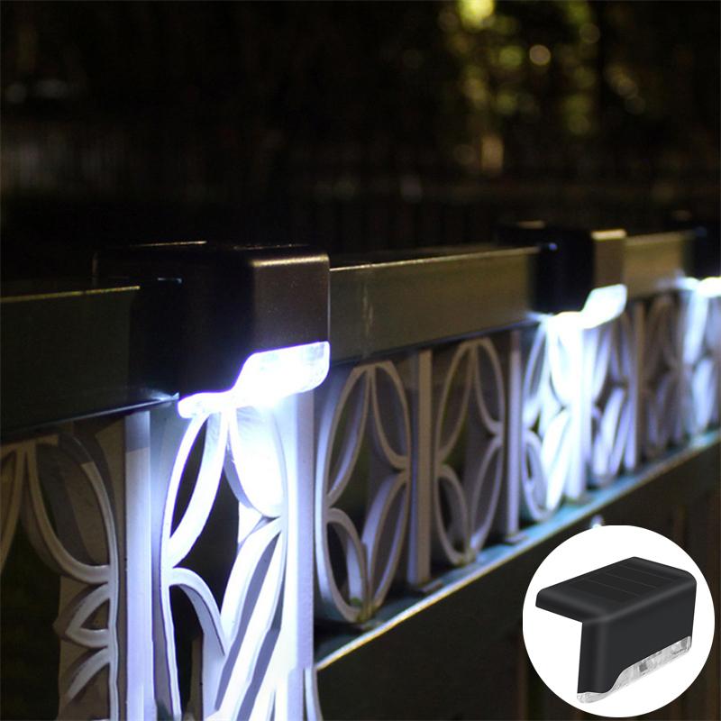 4Pack LED Solar Stair Light Lamp Waterproof Passage Courtyard Guardrail Step Night Light for Outdoor Garden Borders Terrace