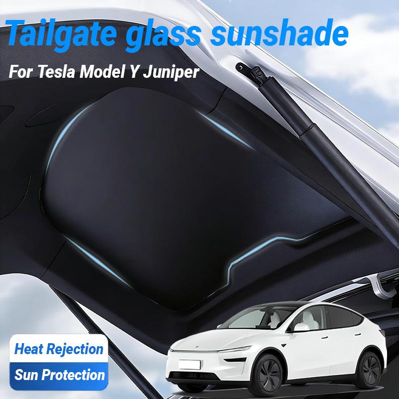 Tailgate Glass Sunshade for Tesla Model Y Juniper / Model 3 Highland, Foldable Rear Window Sun Shade, Privacy Sun Baffle for Trunk, Gray & Black