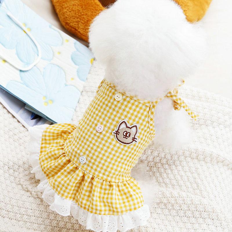 Cute Pet Suspenders Dress Dog Clothes Summer Plaid Dog Shirt Dresses Puppy Cat Clothing Sling Skirt for Little Dogs Chihuahua
