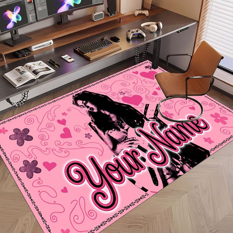Custom Name Crystal Velvet Rug,Olivia Rodrigo Comfortable Anti Slip Floor Mat For Room Decoration