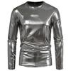 Autumn and Winter Men's Fashion Trend Party Stage Glossy Long Sleeve Round Neck T-shirt Product T-shirt