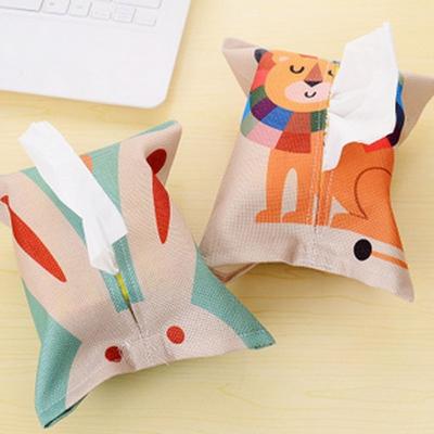 Nieuwe 1 stuk willekeurig Cartoon Dieren Katoen Linnen Tissue Box Handdoek Servet Dispenser Opbergzak