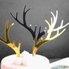 Shower Acrylic Gold Silver Reindeer Elk Deer Antler Christmas Decoration Cake Topper Party Supplies
