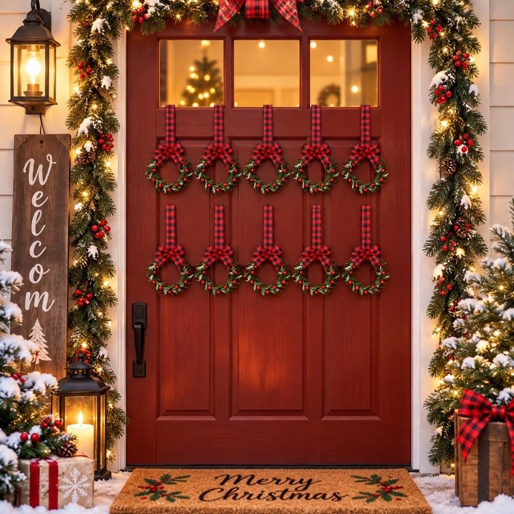 5/6pcs Pine needle Christmas Mini Wreath Pendant Simulation Wreath Hanging Ornaments Party