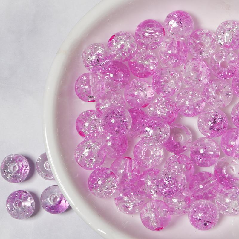 50pcs/Lot 8 10 12mm Double Colored Round Crackle Crystal Glass Beads Crack Beads for Jewelry Making Loose Spacer Beads for DIY