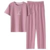 Pajamas Women's Spring and Summer Short Sleeves Long Pants Modal Thin Spring and Autumn Casual Wear Out Suit