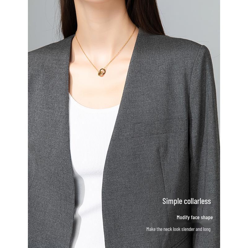 Xin Ge Spring 2025 TR Wool Suit: V-Neck Jacket & Wide-Leg Pants